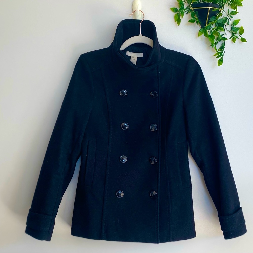 H&M Double-breasted Peacoat Black Small